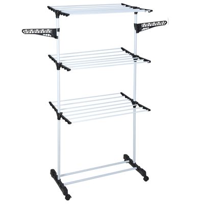 Wasrek/droogrek 80 x 57 x 165 cm zwart/wit Wasrek/droogrek 80 x 57 x 165 cm zwart/wit