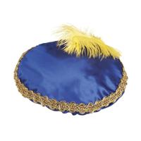 Pieten baret blauw met blauwe veer