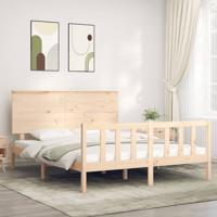 Bedframe met hoofdbord massief hout