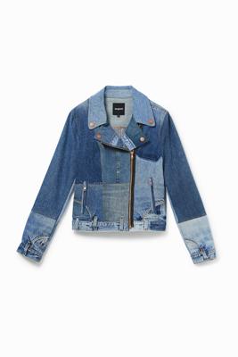 Upcycling denim bikerjack - BLUE - M