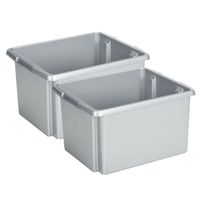 Sunware Opslagbox - 2 stuks - kunststof 32 liter lichtgrijs 45 x 36 x 24 cm