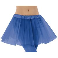 Dames verkleed rokje/tutu - tule stof met elastiek - blauw - one size - thumbnail