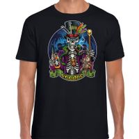 Halloween voodoo skelet verkleed t-shirt zwart voor heren