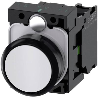 Siemens 3SU11000AB601BA0 3SU1100-0AB60-1BA0 Druktoets Kunststof frontring, Rond Knop Zwart, Wit 1 stuk(s)