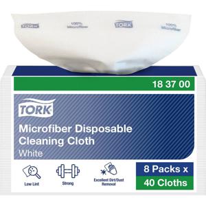 TORK 183700 Microvezel wegwerpschoonmaakdoekjes wit met blauwe print Aantal: 320 stuk(s)
