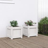 VidaXL Plantenbakken 2 st cm massief grenenhout wit