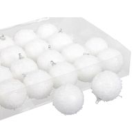 24x Kleine kunststof kerstballen met sneeuw effect wit 6 cm   -