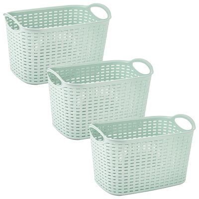 Opbergmand/kastmandje - 3x stuks - 6,4 liter - mintgroen - kunststof - 19 x 29 x 18 cm