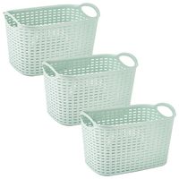 Opbergmand/kastmandje - 3x stuks - 6,4 liter - mintgroen - kunststof - 19 x 29 x 18 cm