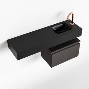 Toiletmeubel Mondiaz Andor | 100 cm | Meubelkleur Dark grey | Lex vrijhangend wastafel Urban Rechts | 1 kraangat