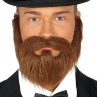 Verkleed baard met snor - bruin - jaren 20 thema accessoires - heren