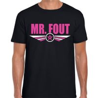 Mr fout tekst t-shirt foute party roze op zwart voor heren