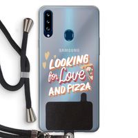 Pizza is the answer: Samsung Galaxy A20s Transparant Hoesje met koord