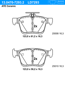 Remblokkenset, schijfrem ATE Ceramic ATE, u.a. für Seat, VW, Audi, Skoda