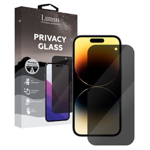 Lunso - iPhone 14 Pro - Privacy Glass - Gehard beschermglas