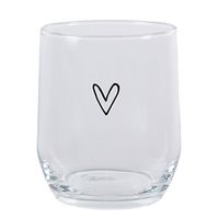 Clayre & Eef Waterglas Hart 300 ml Transparant Glas Drinkbeker Transparant Drinkbeker