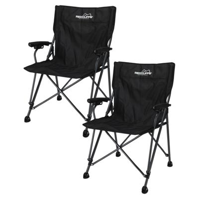 Redcliffs Campingstoel - 2x - vouwbaar - zwart - 61 x 60 x 88 cm - vissersstoel