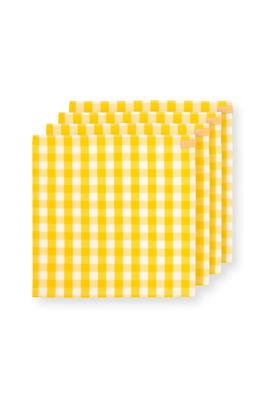 Pip Studio Set/4 Servetten Check Geel