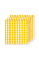 Pip Studio Set/4 Servetten Check Geel