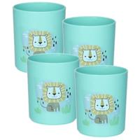 Plasticforte Drinkbekers - 8x - kunststof - 350 ml - aqua - leeuw - kinderen - camping Plasticforte Drinkbekers - 8x - kunststof - 350 ml - aqua - leeuw - kinderen - camping