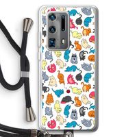 Kleurrijke katten: Huawei P40 Pro Plus Transparant Hoesje met koord