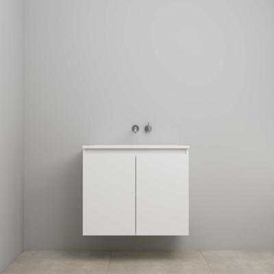 On-Line Onderkast - 80 cm - Bouwpakket - Greeploos 2 Deuren - Acryl Wastafel - zonder Kraangat - Hoogglans Wit