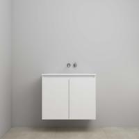 On-Line Onderkast - 80 cm - Bouwpakket - Greeploos 2 Deuren - Acryl Wastafel - zonder Kraangat - Hoogglans Wit