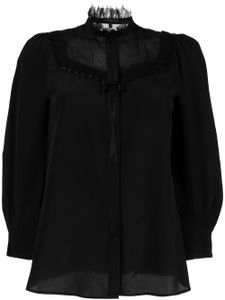 SHIATZY CHEN blouse en soie à col en dentelle - Noir