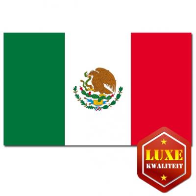 Luxe vlag Mexico met wapen - 100 x 150 cm - polyester - met ringen - landen