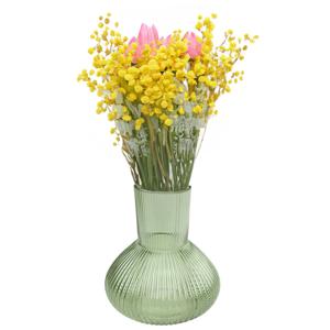 Bloemenvaas Royal Wave - transparant glas - lichtgroen - D20 x H22 cm - vaas