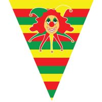 Carnaval thema vlaggenlijn slingers met clowntje - thumbnail