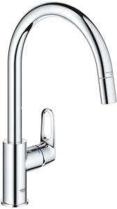 Grohe QuickFix Start Flow keukenmengkraan met uittrekbare handdouche rond chroom