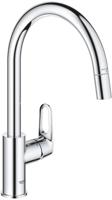 Grohe QuickFix Start Flow keukenmengkraan met uittrekbare handdouche rond chroom - thumbnail