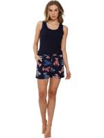 Dames shortama katoen - Darkblue Flower - Zomer pyjama - Copy Dames shortama katoen - Darkblue Flower - Zomer pyjama - Copy