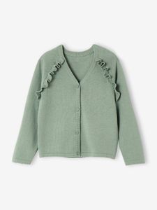 Meisjesvest met ruches saliegroen