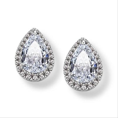 Hart zaad Drop Oorbellen Zircon Fashion Stud Oorbellen van ebben hout metaal kleur: wit