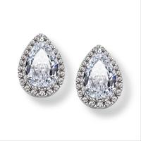 Hart zaad Drop Oorbellen Zircon Fashion Stud Oorbellen van ebben hout metaal kleur: wit