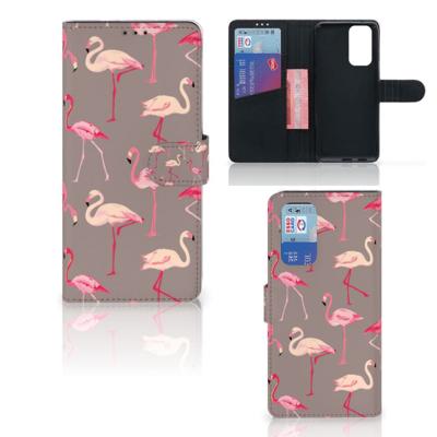 OnePlus 9 Pro | Telefoonhoesje | Met pasjeshouder | Flamingo