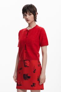 Kort mouw trui met knopen - RED - XL