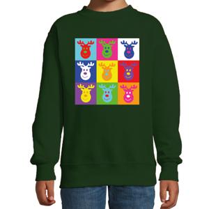 Kersttrui/sweater voor jongens/meisjes - pop art - groen - Kerst rendier