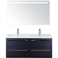 Seville Badmeubelset 120 cm - 4 Laden Black Oak - Wastafel Djazz Dubbel met Sence Spiegel