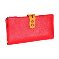 3572 Litchi textuur lederen rits Lady portemonnee grote-capaciteit portemonnee (rood)