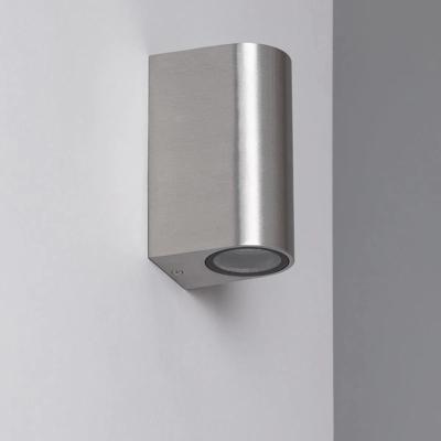 Buitelamp Up & downlighter buiten &apos;Boston&apos; Aluminium 2x 5W led GU10 Zilver
