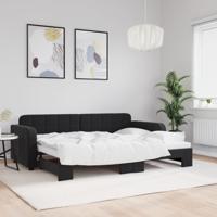 Slaapbank met onderschuifbed 80x200 cm fluweel zwart