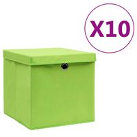 Opbergboxen met deksel 10 st 28x28x28 cm groen - thumbnail
