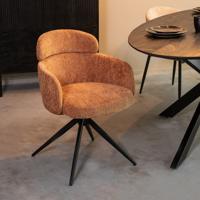LABEL51 Draaibare Eetkamerstoel 'Levi' Elite stof, kleur Cognac