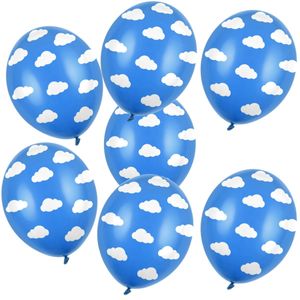 Thema feest ballonnen 12x stuks blauwe wolken/lucht 30 cm