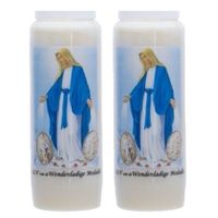 2x stuks maria kaarsen in houder 9-dagen brander 18 cm Religieus thema - thumbnail