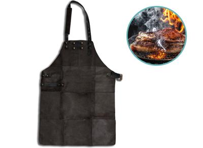 Leren BBQ Schort Zwart Leer 81 x 56 cm
