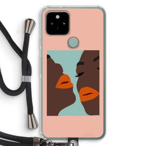 Orange lips: Pixel 5 Transparant Hoesje met koord
